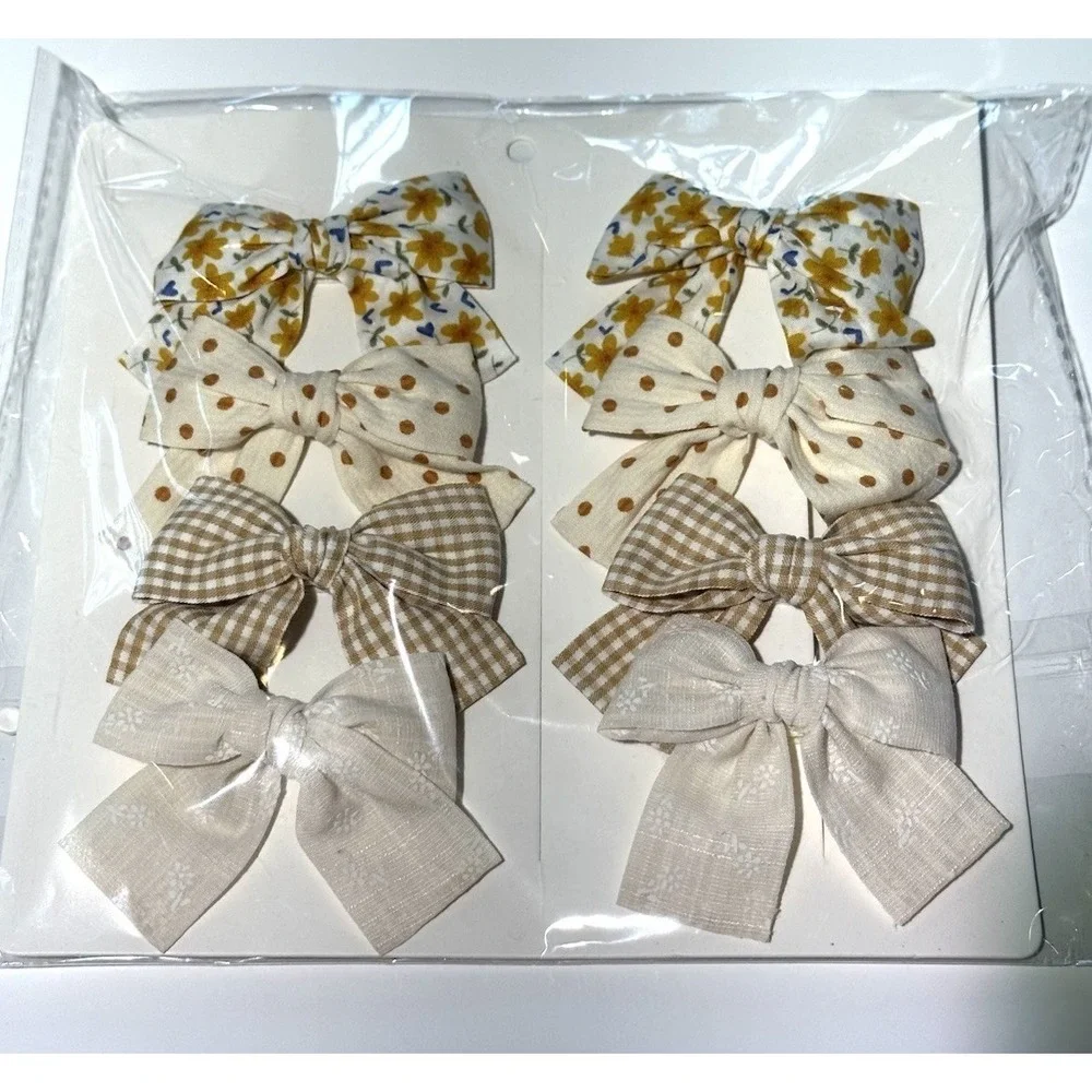 Toddler Girls Bows (Yellow 8 Piece Set)
